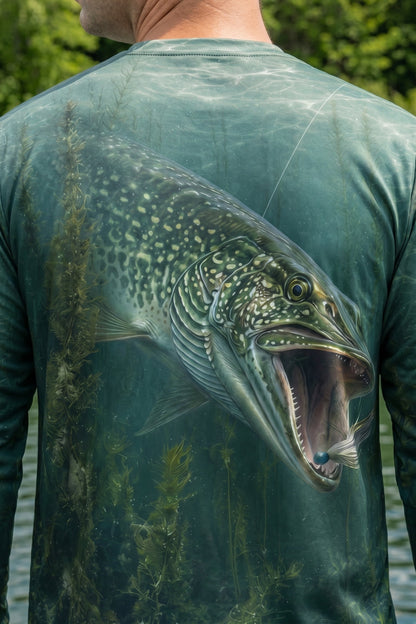 Performance Fishing Long Sleeve -  Blue Strike Pike - AOF35
