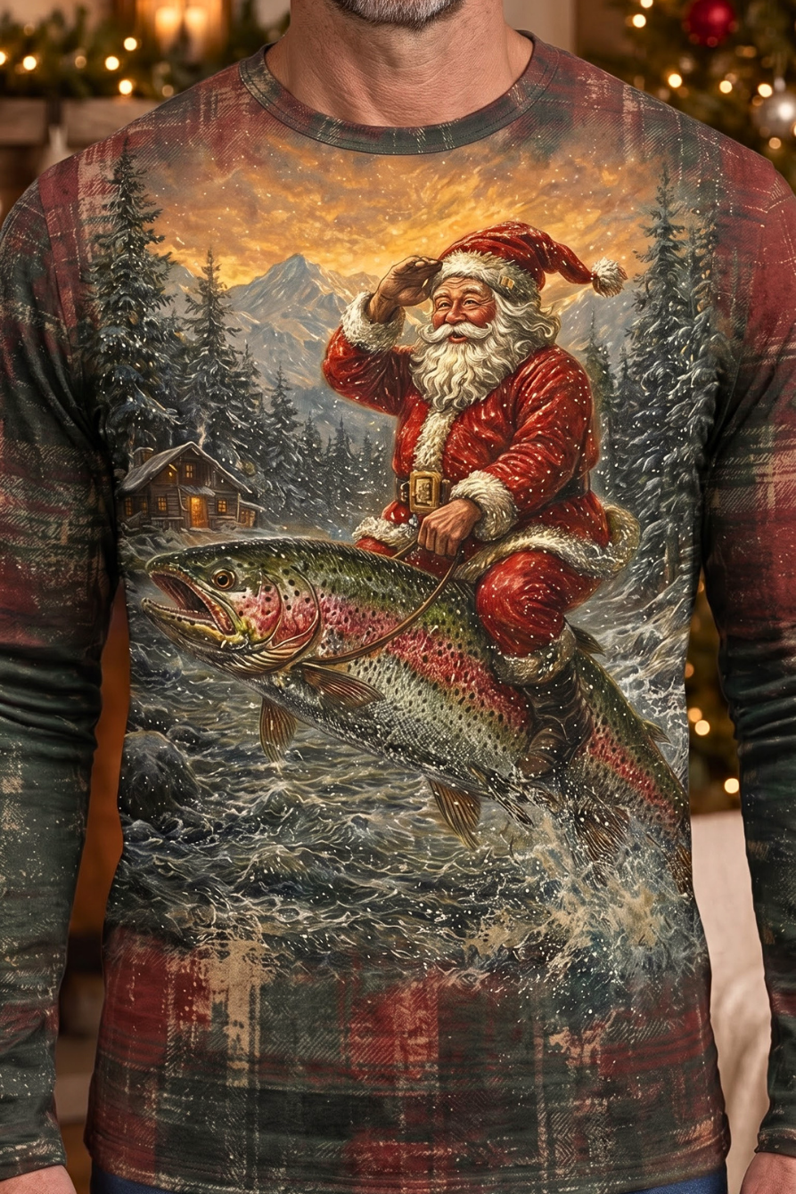 Performance Fishing Long Sleeve - Christmas Trout Yuletide - TBT346