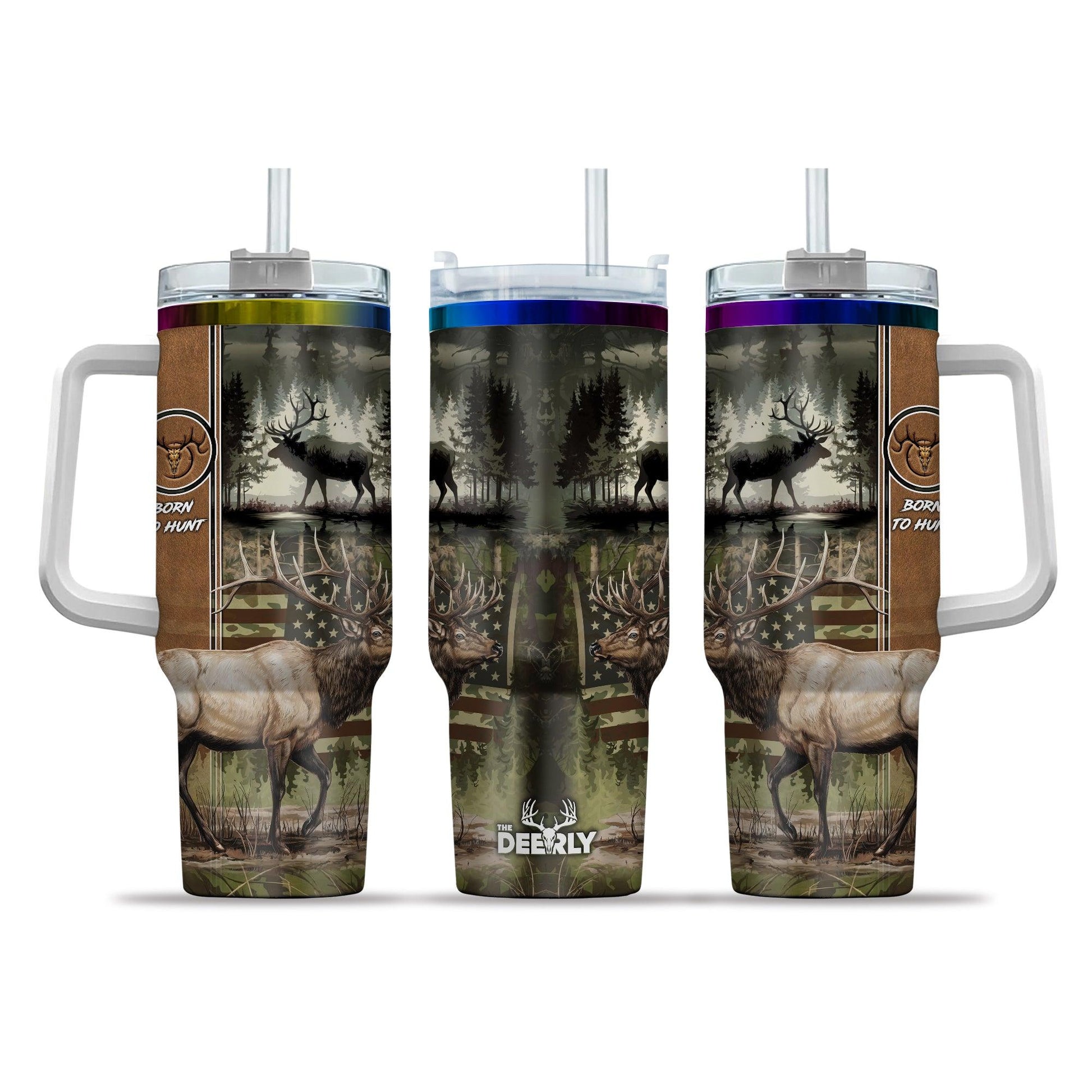 Elk Hunting American Camo 40oz Tumbler - The Deerly