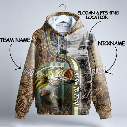 Backwater Bass Legend Personalized Zip Hoodie
