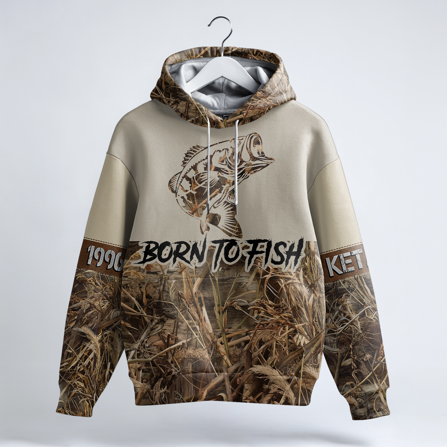 Bass Angler Personalized Waterfowl Camo Hoodie