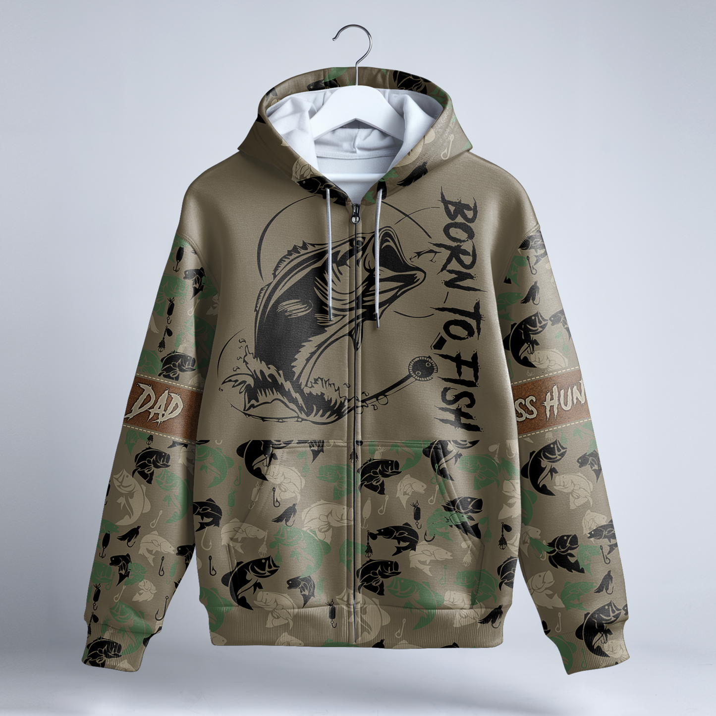 Bass Angler Personalized Zip Hoodie