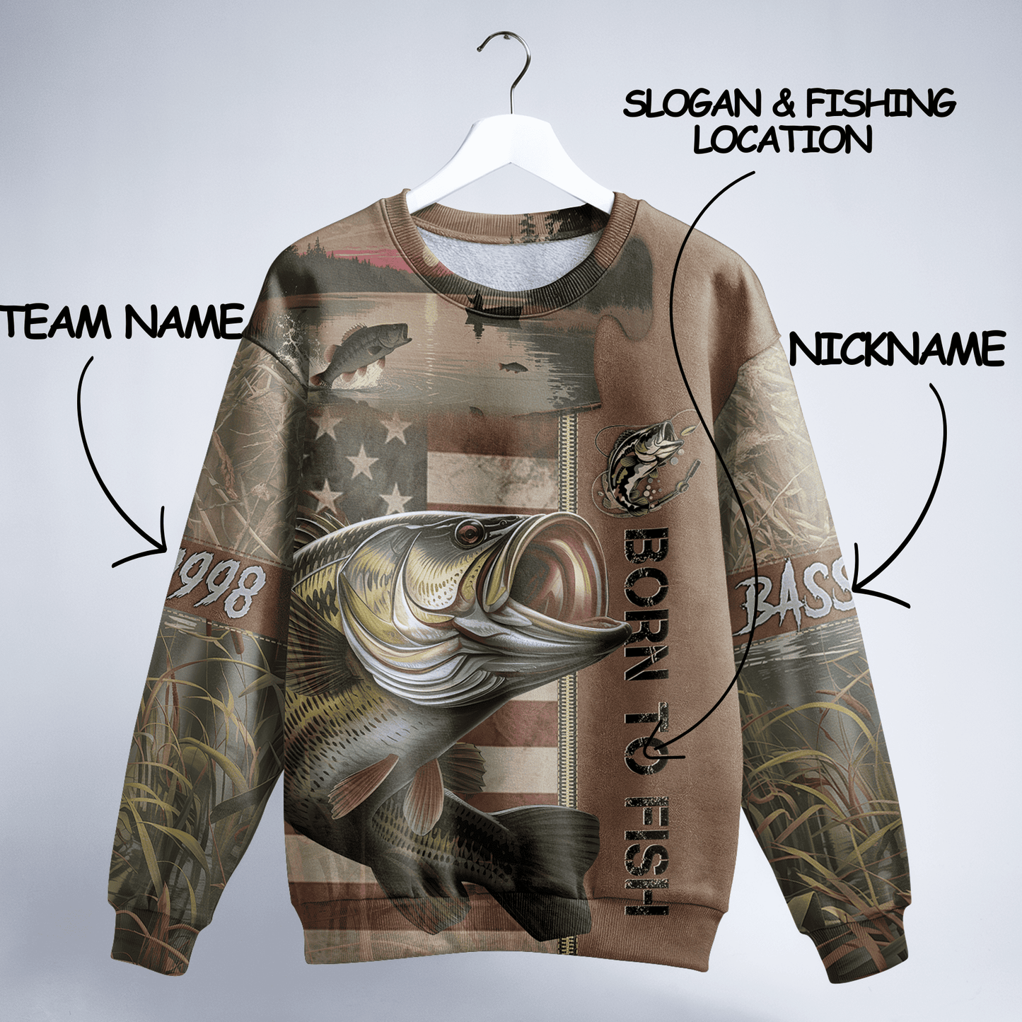American Bass Patriot Personalized Unisex Sweatshirt