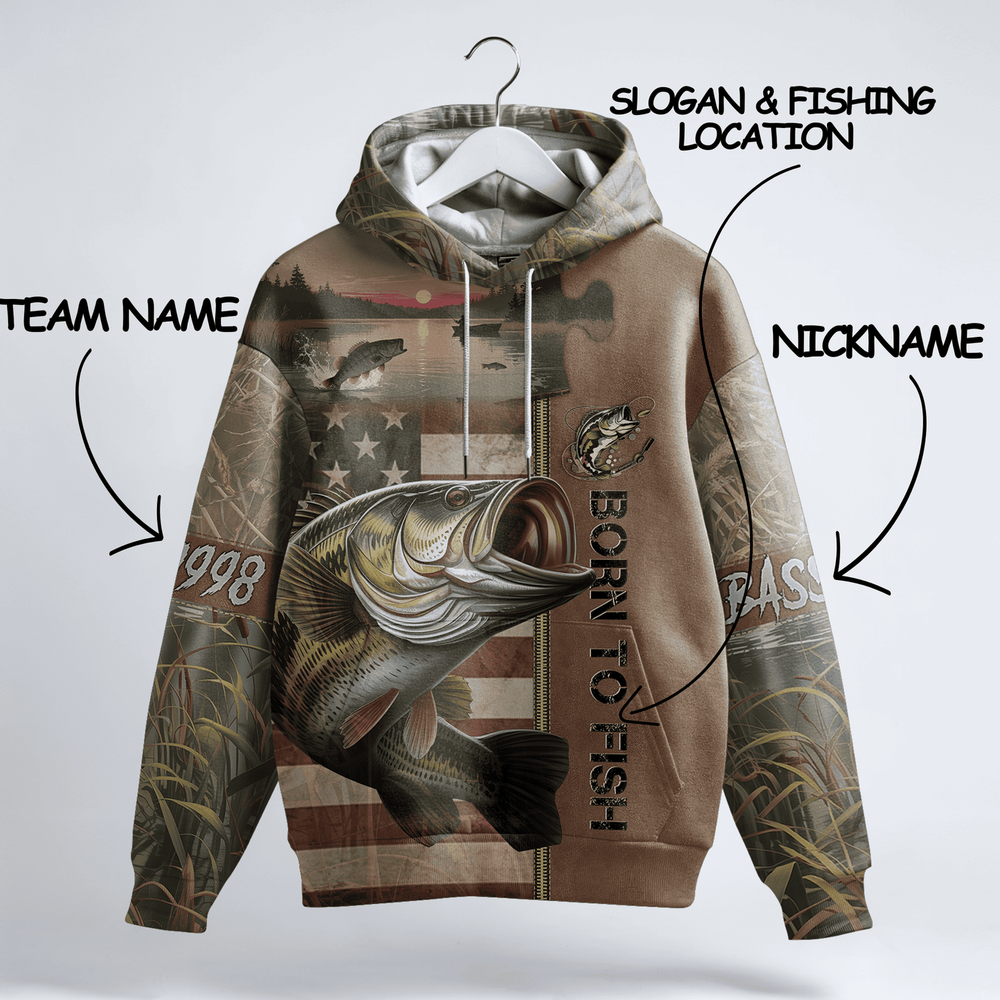 American Bass Patriot Personalized Hoodie