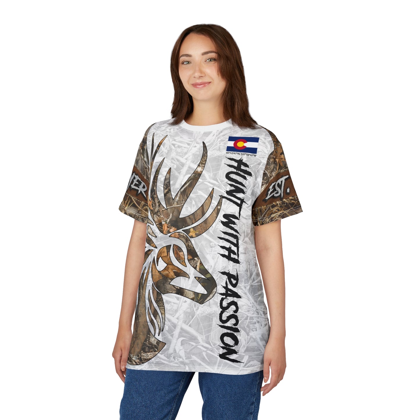 State Pride Buck Hunter Personalized Unisex Cut & Sew Tee