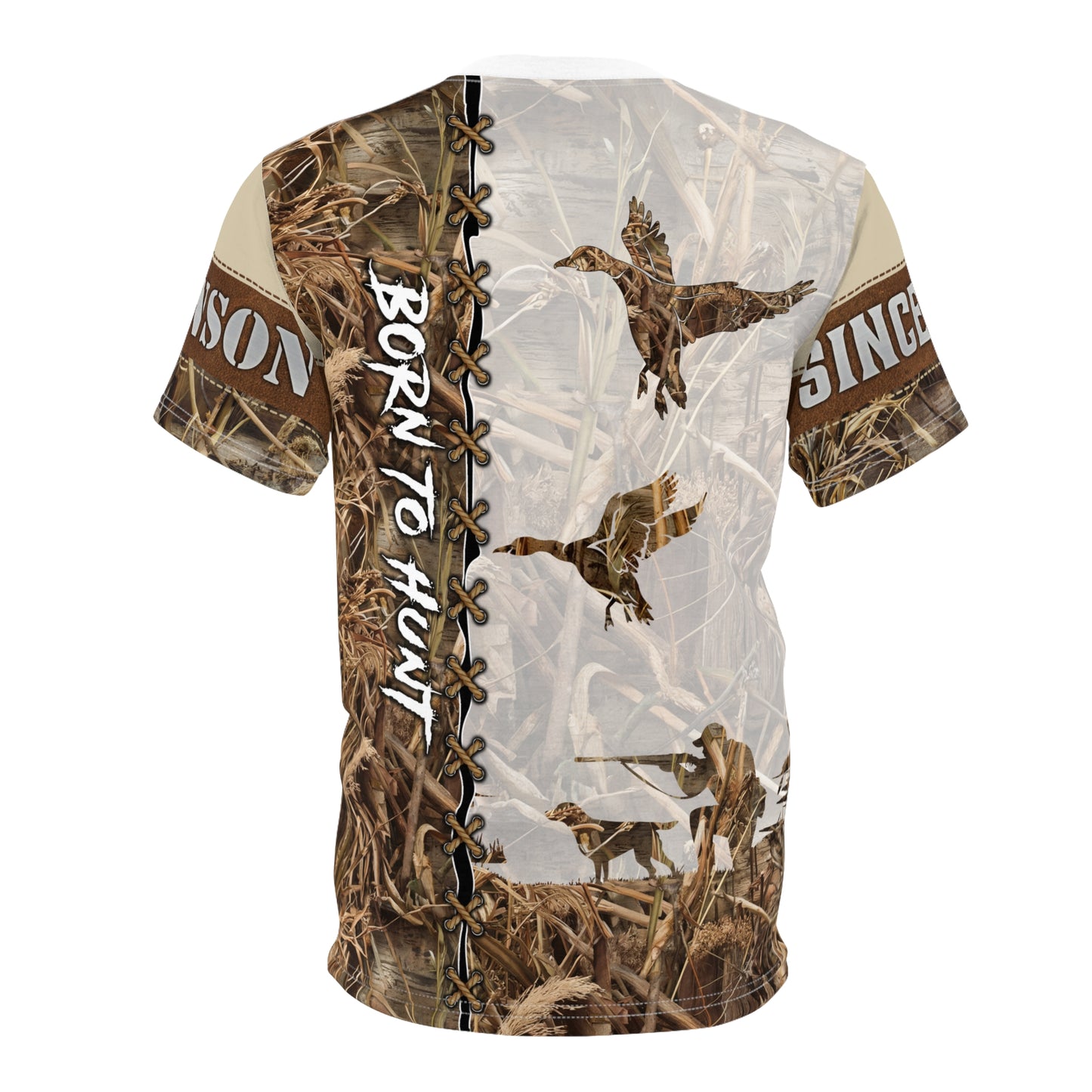 Marsh Camo Waterfowl Hunter Personalized Unisex Cut & Sew Tee