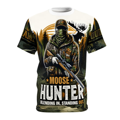 Moose Hunter Blending In Personalized Unisex Cut & Sew Tee