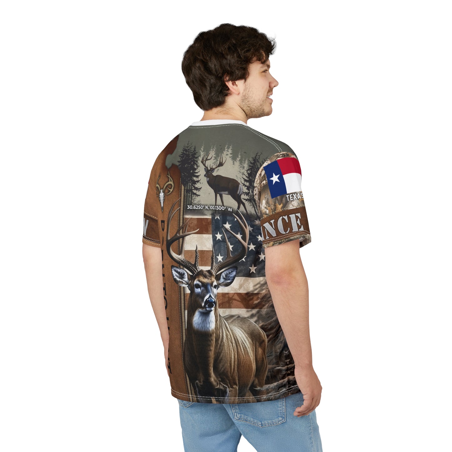 Born To Hunt Buck Flag Personalized Unisex Cut & Sew Tee