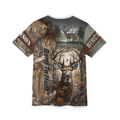 Born To Hunt Buck Personalized Unisex Cut & Sew Tee