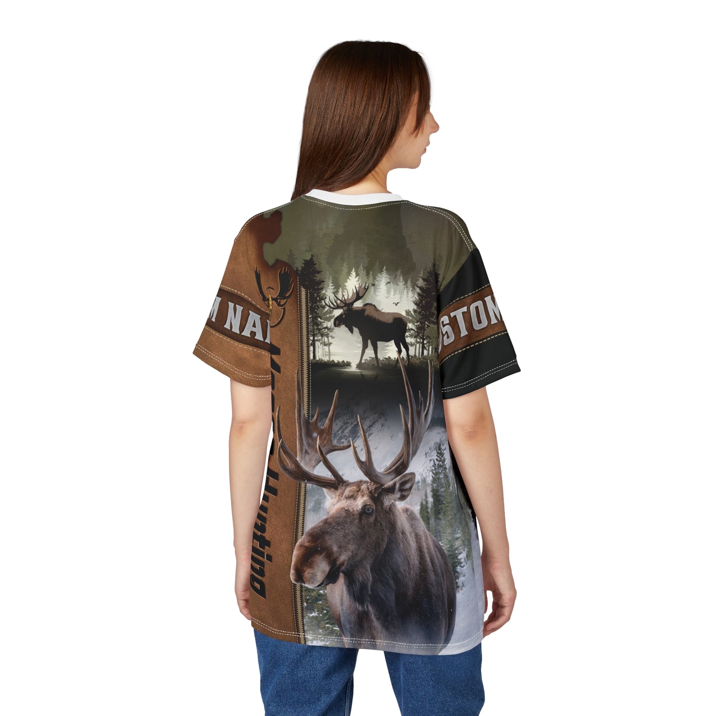 Moose Hunting Legend Personalized Unisex Cut & Sew Tee