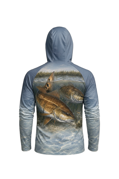 AirLite Fishing Sun Hoodie - Grass Flat Redfish