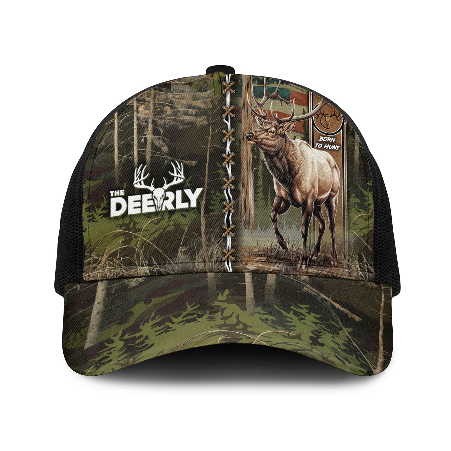 Born to Hunt: The Deerly Elk Camo Trucker Cap