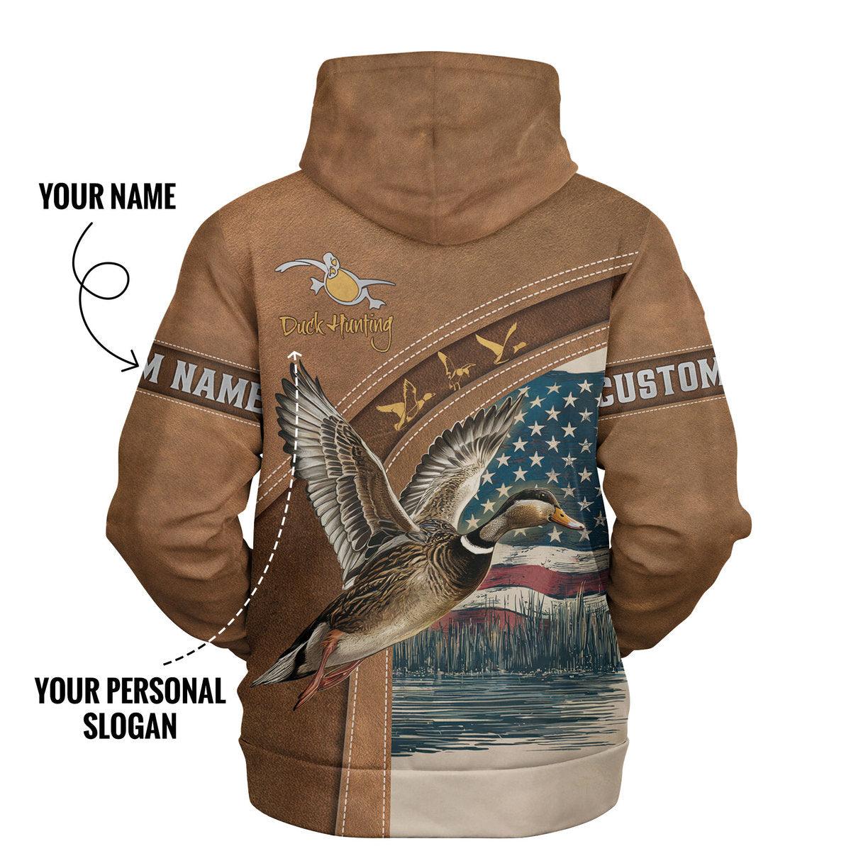 Patriotic Duck Hunting Hoodie Personalized - The Deerly