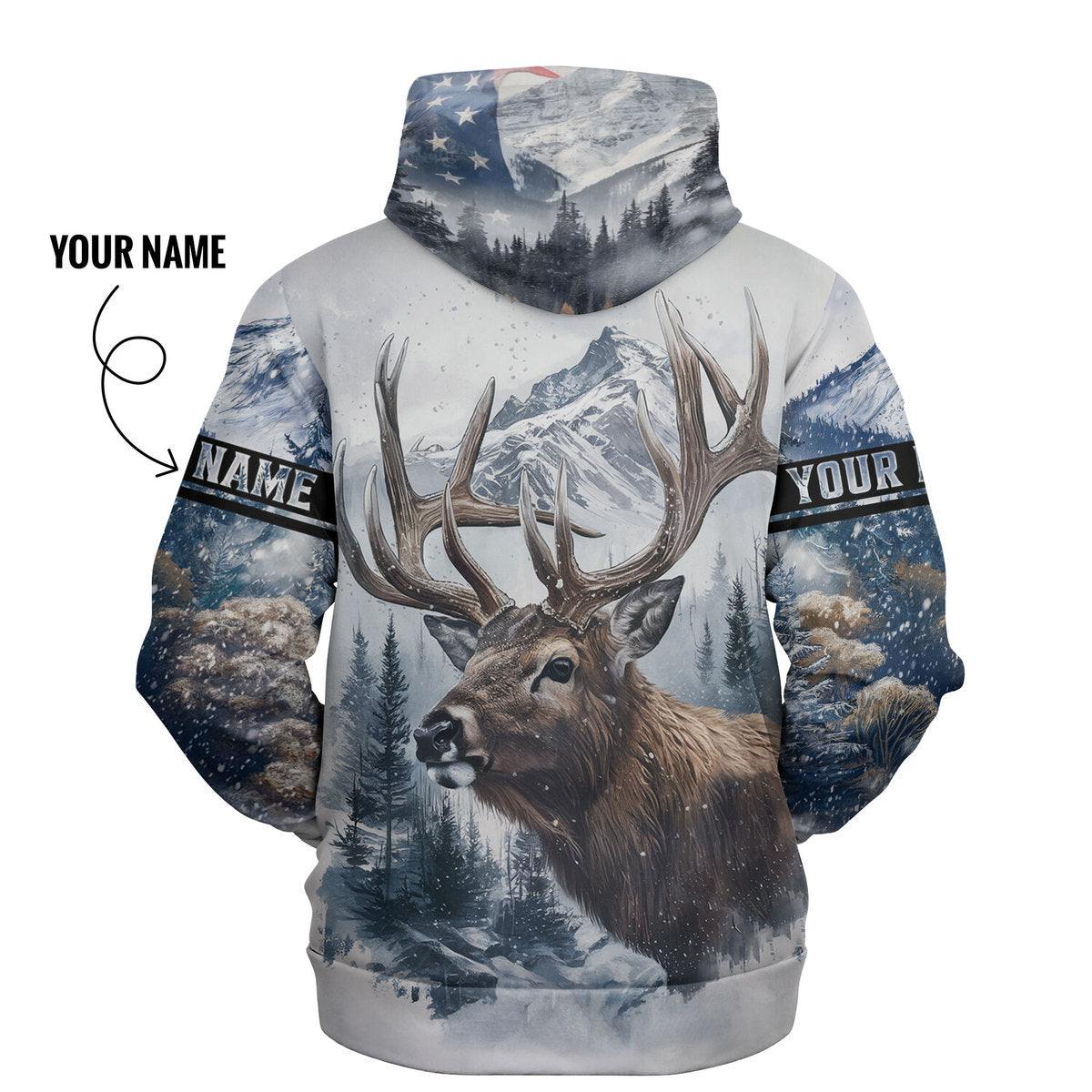 Winter Wilderness Deer Hunter Hoodie Personalized - The Deerly