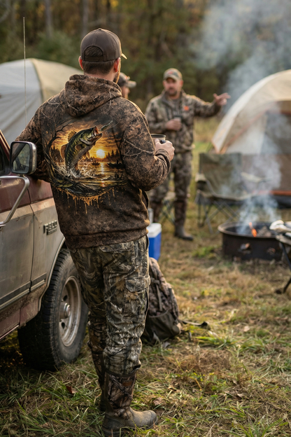 Performance Hunting Fleece-Lined Hoodie - Sunset Bass Strike – BL9X