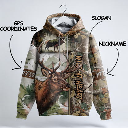 Trophy Elk Hunter Personalized Zip Hoodie