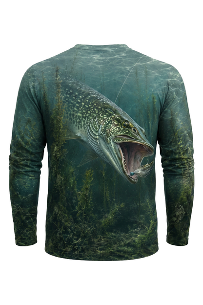 Performance Fishing Long Sleeve -  Blue Strike Pike - AOF35