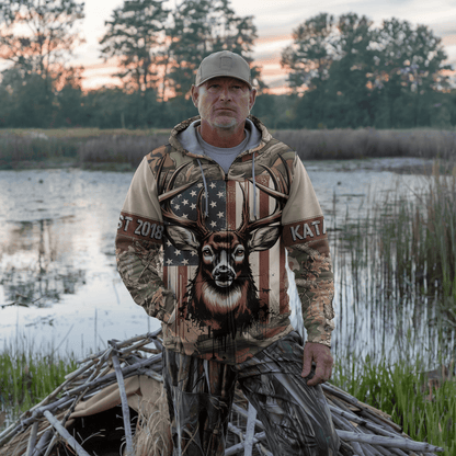 American Whitetail Patriot Personalized Zip Hoodie