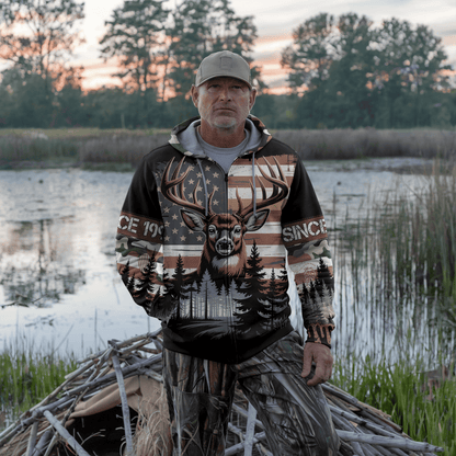 American Whitetail Patriot Personalized Zip Hoodie