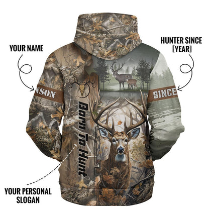 Born to Hunt: Woodland Deer Hoodie Personalized - The Deerly