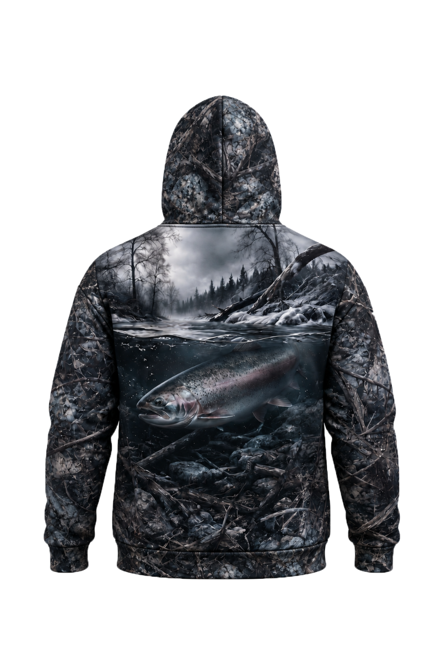 Performance Fleece-Lined Hoodie - River Steelhead Timber