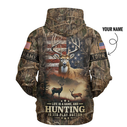 Life is a Game: Hunting Hoodie Personalized - The Deerly