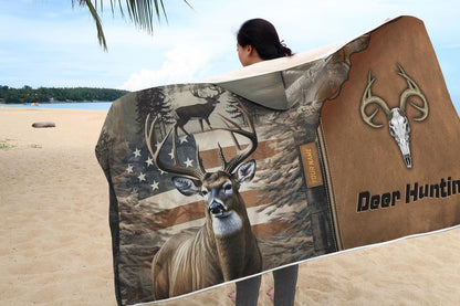 Deer Hunting American Flag Hooded Blanket - The Deerly