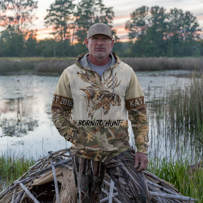 Bull Moose Camo Personalized Zip Hoodie