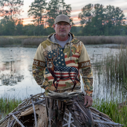 American Pride Buck Personalized Zip Hoodie
