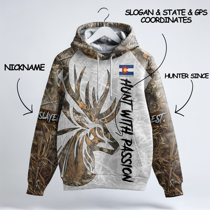 State Pride Buck Hunter Personalized Hoodie