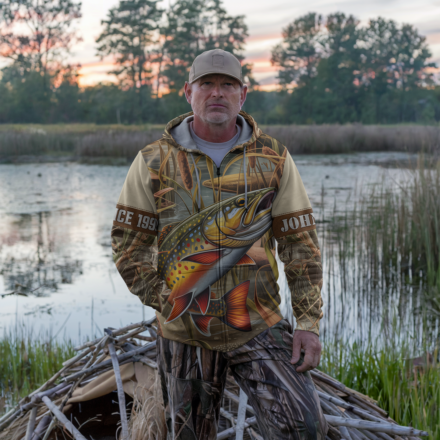 Brook Trout Wilderness Personalized Zip Hoodie