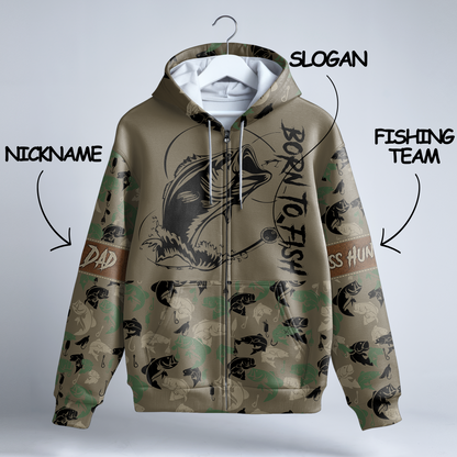 Bass Angler Personalized Zip Hoodie