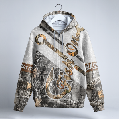 Fish Hook Camo Personalized Zip Hoodie