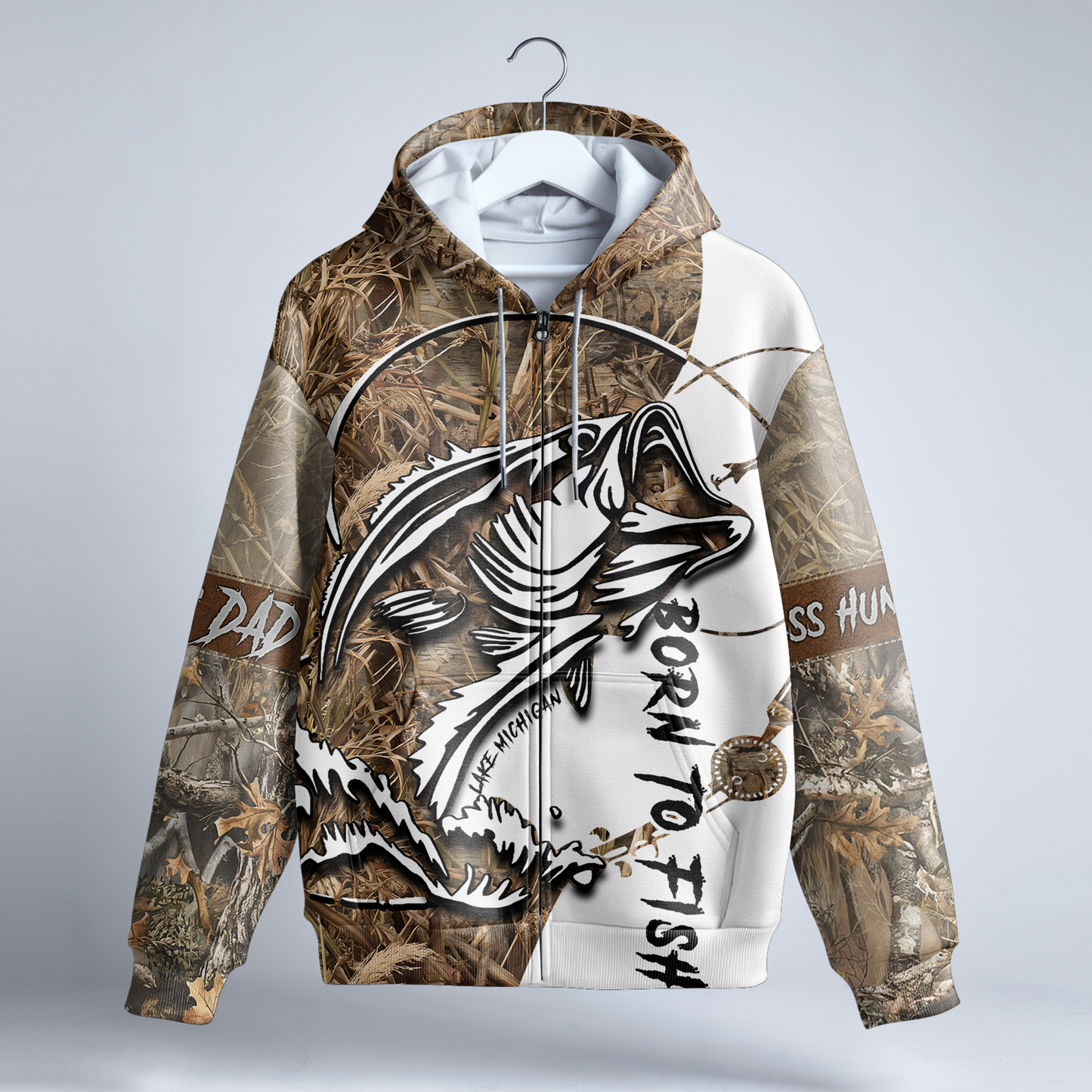 Born To Fish Personalized Bass Zip Hoodie