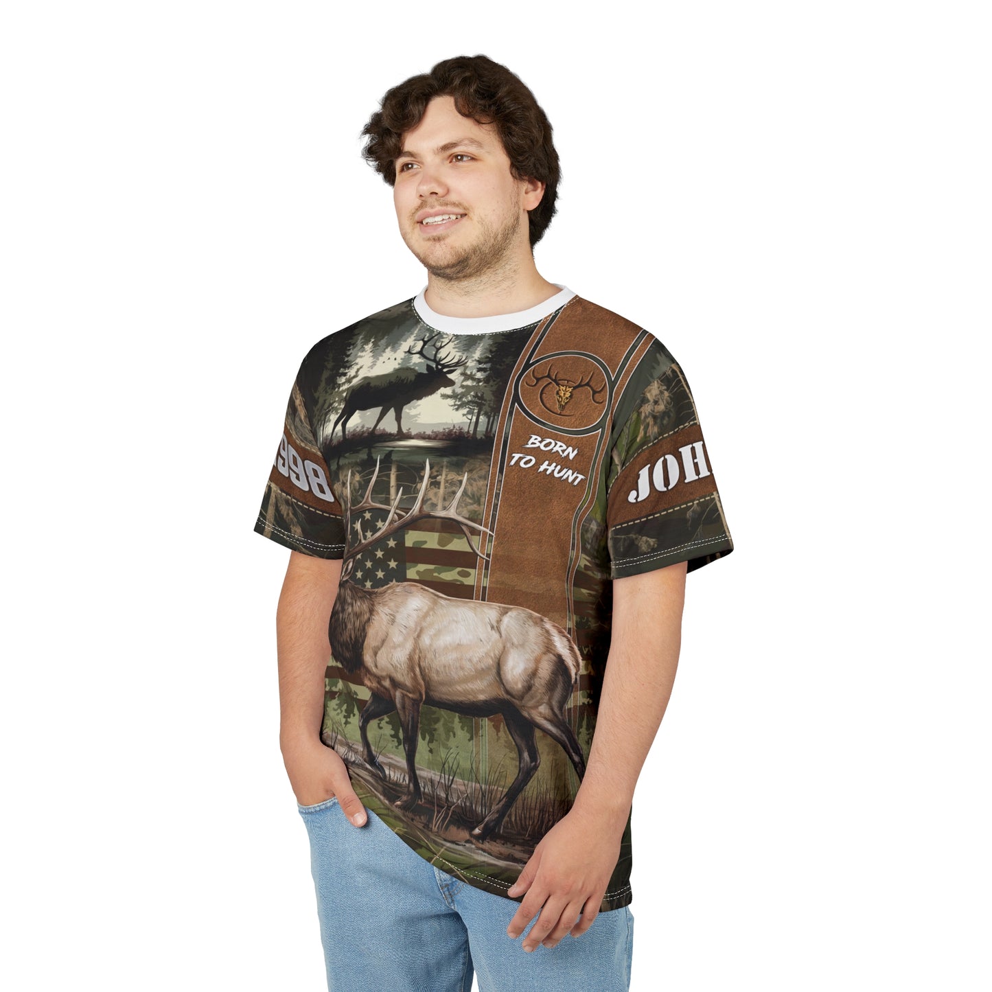 Elk Hunter Heritage Personalized Unisex Cut & Sew Tee