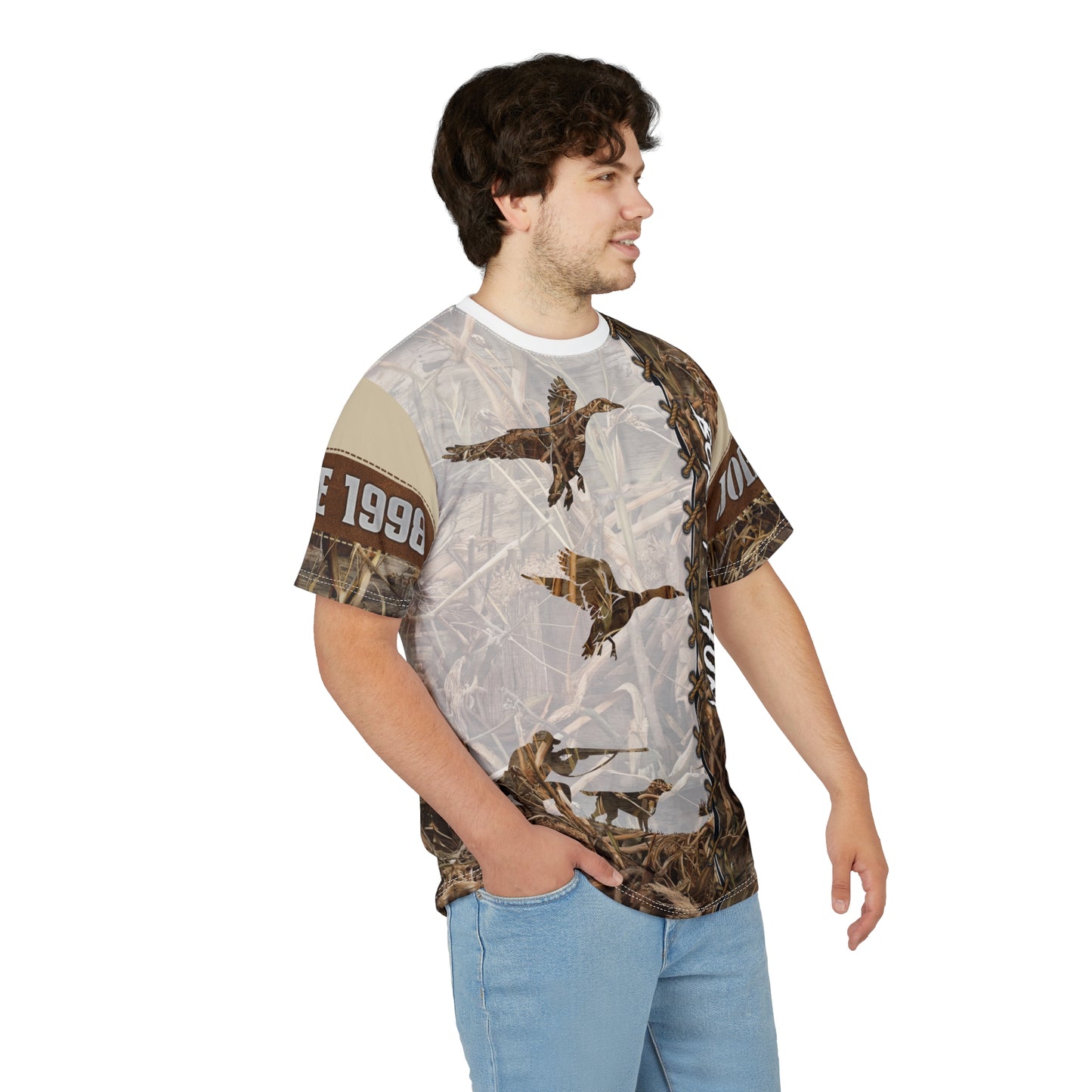 Marsh Camo Waterfowl Hunter Personalized Unisex Cut & Sew Tee