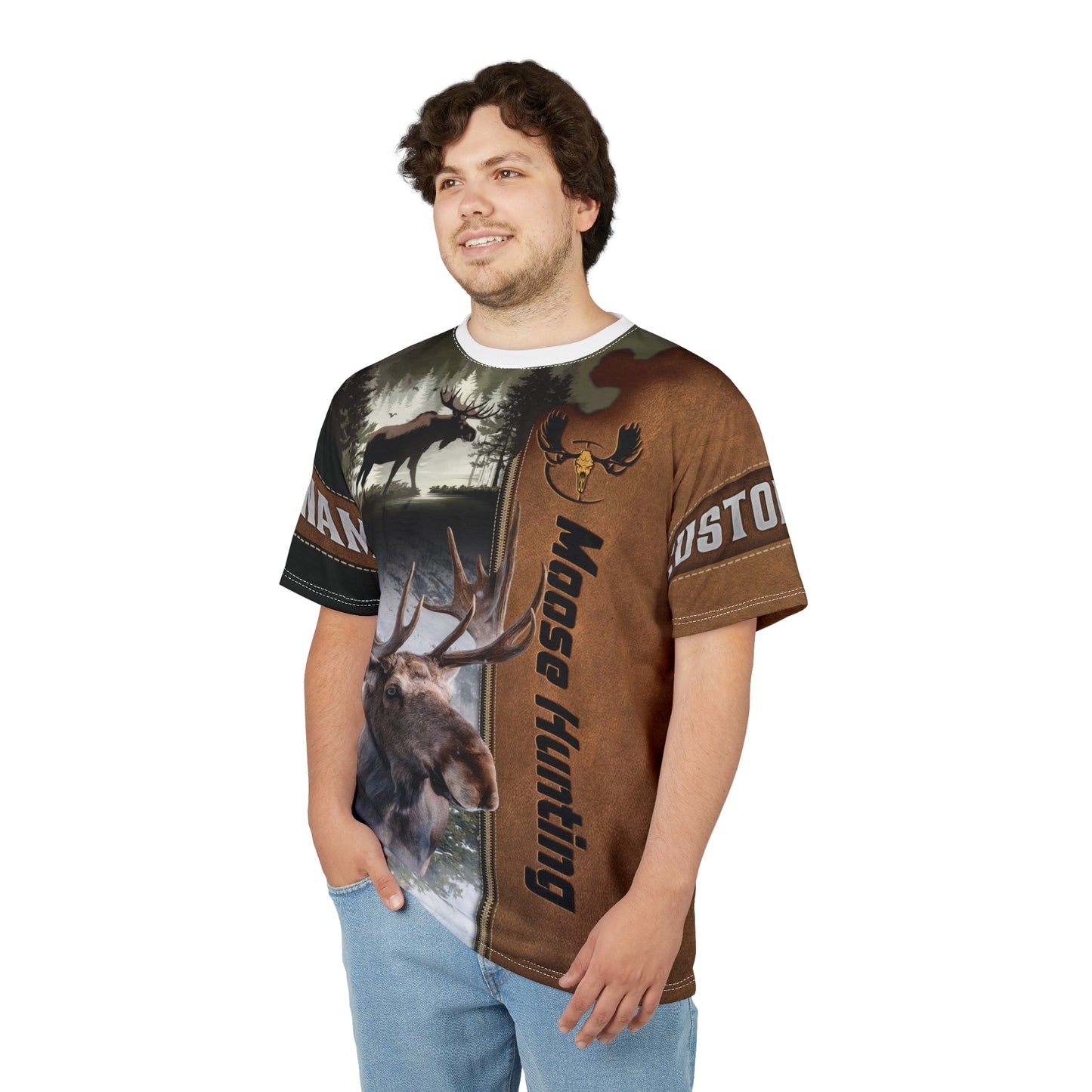 Moose Hunting Legend Personalized Unisex Cut & Sew Tee
