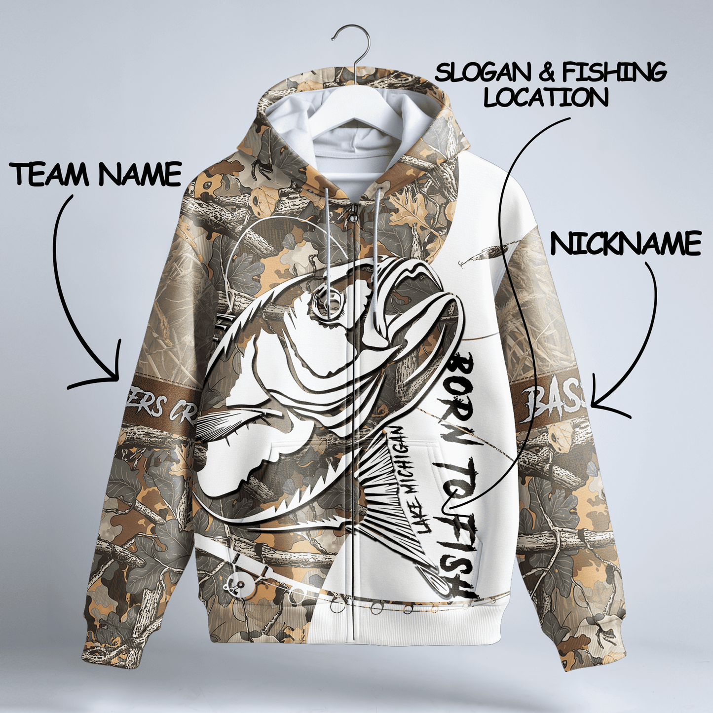 Bucketmouth Camo Pro Personalized Zip Hoodie