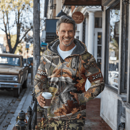 Red Fox Predator Camo Personalized Zip Hoodie