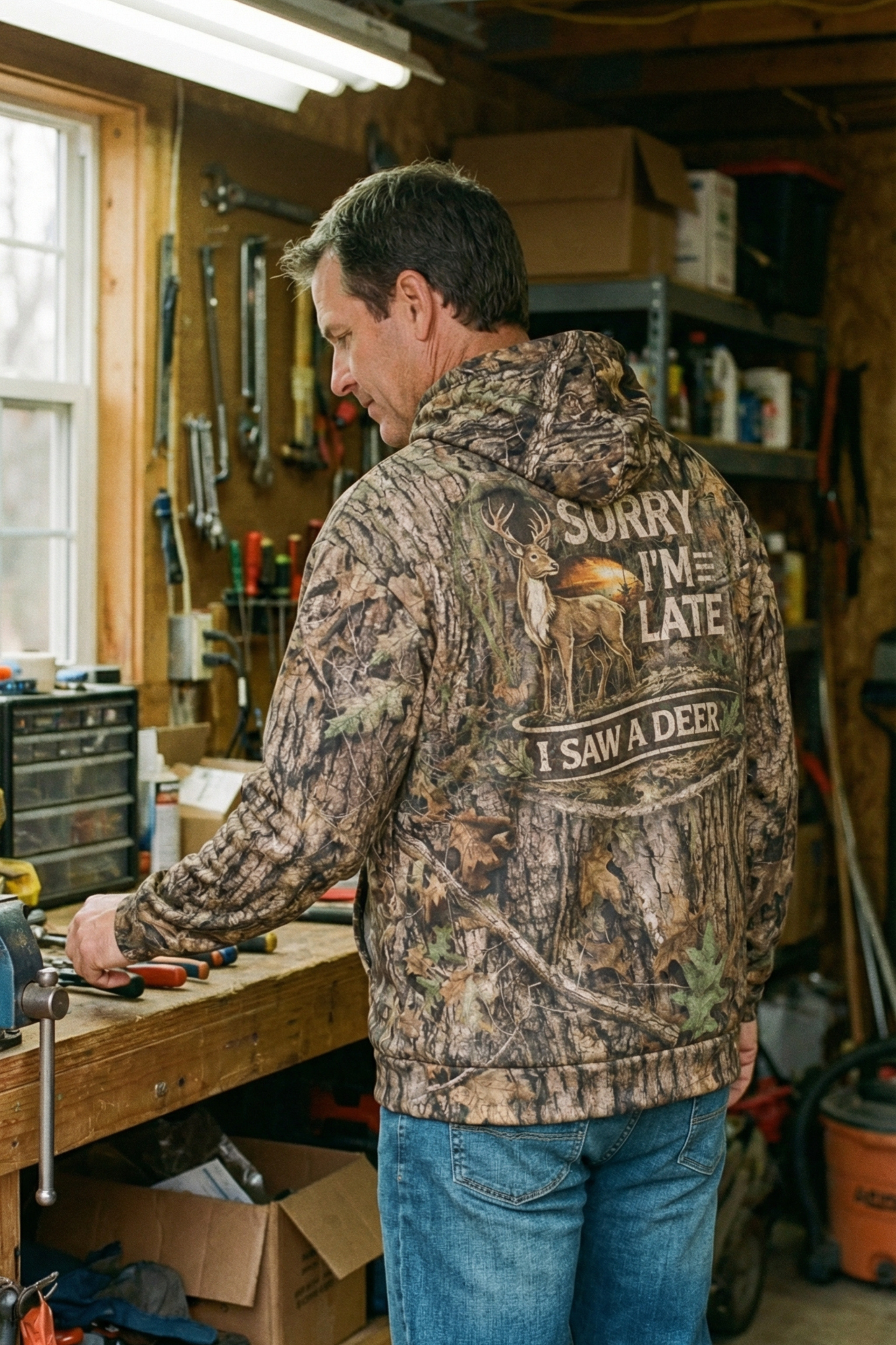 Performance Hunting Fleece-Lined Hoodie - Sorry I’m Late I Saw A Deer – SD7K