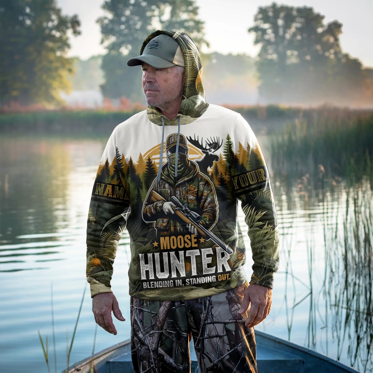 Moose Hunter Camo Hoodie Personalized - The Deerly