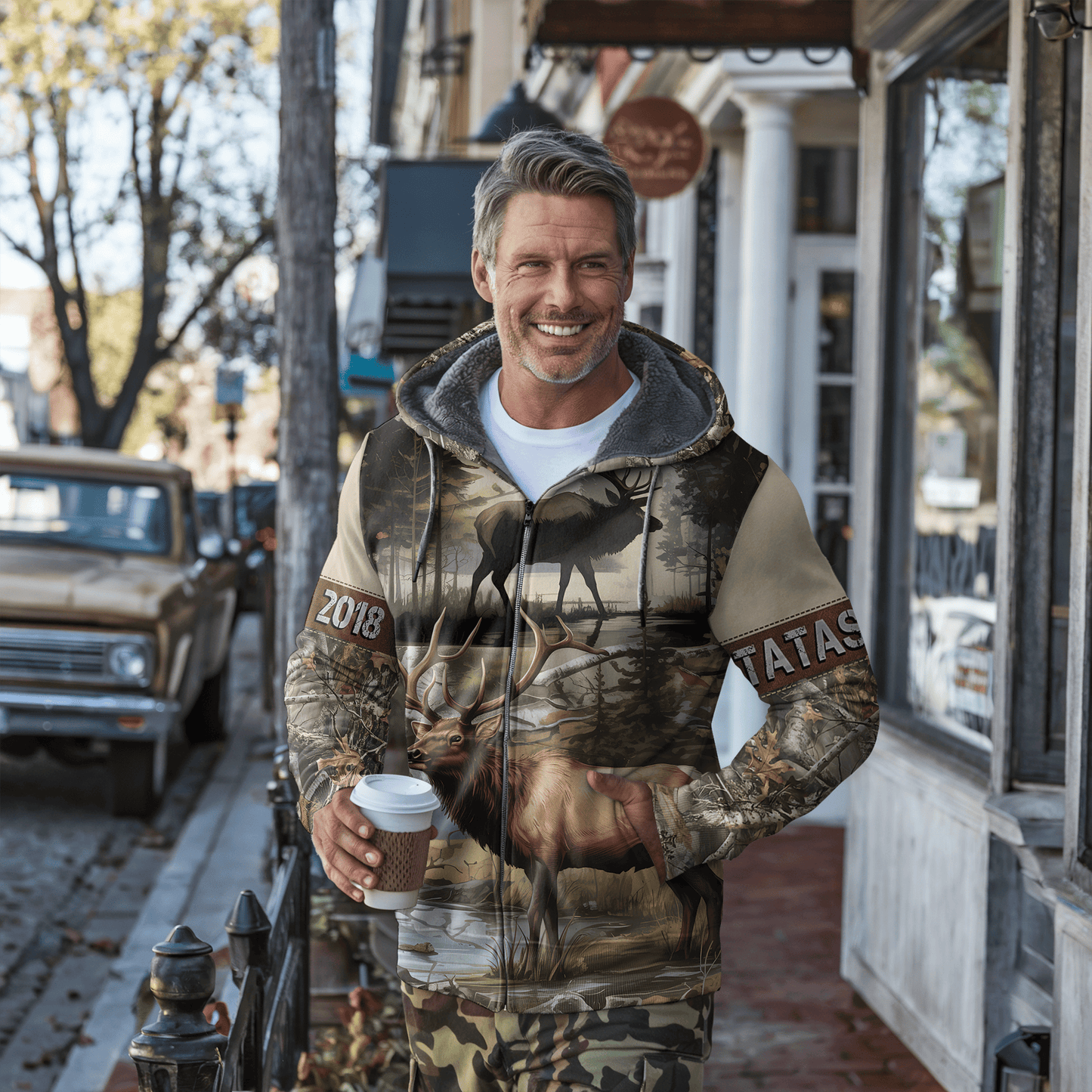 Whitetail Elk Wilderness Personalized Zip Hoodie