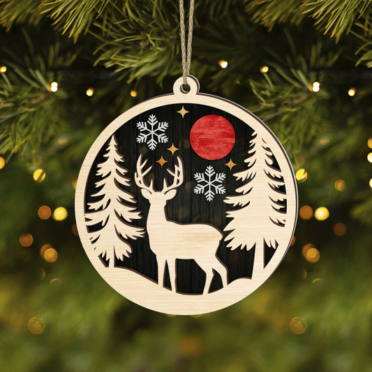 Deer Night Hunt Ornament - Christmas Gift for Hunters - The Deerly