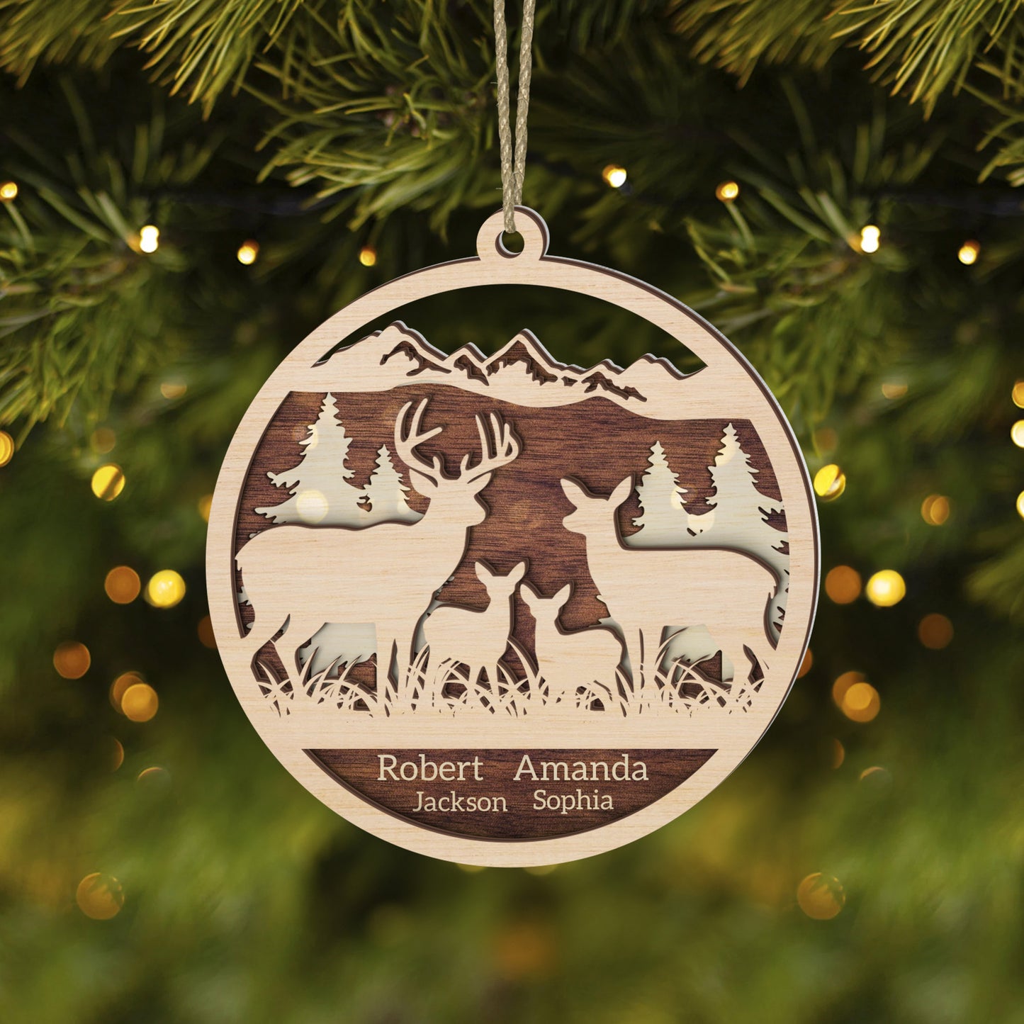 Custom Deer Family Ornament - Gift for Hunting Families - The Deerly