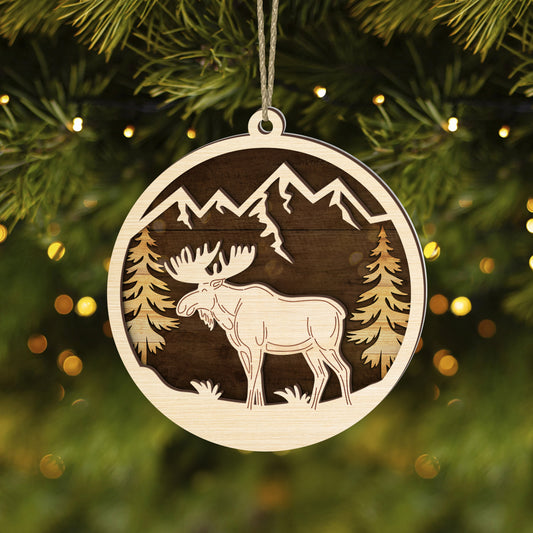 Moose Mountain Hunting Ornament - Christmas Gift for Hunters - The Deerly