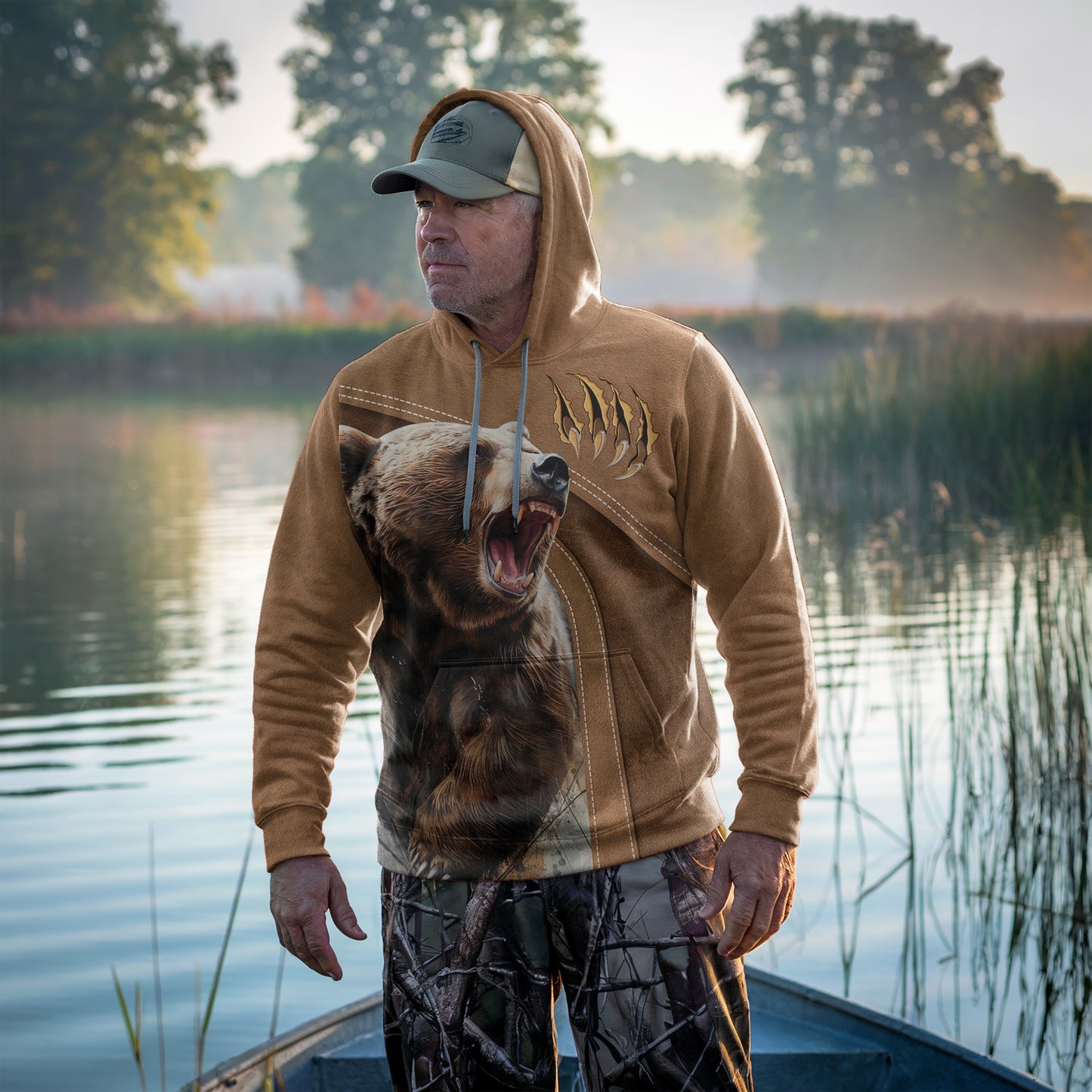 Wild Grizzly Bear Hoodie - Roar of the Wilderness - The Deerly