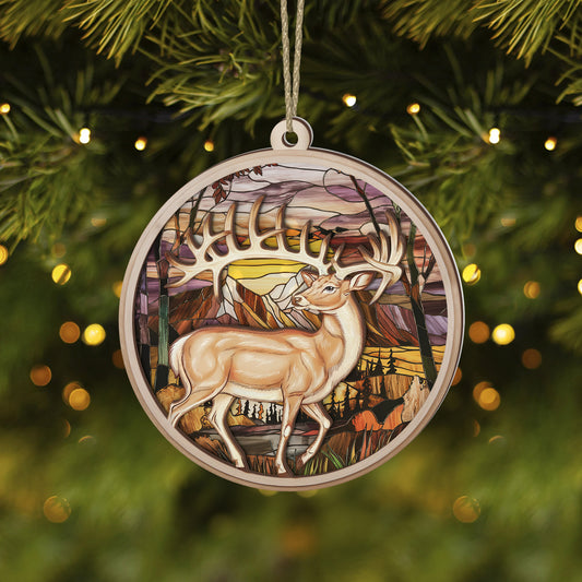 Majestic Deer Stained Glass Suncatcher Ornament