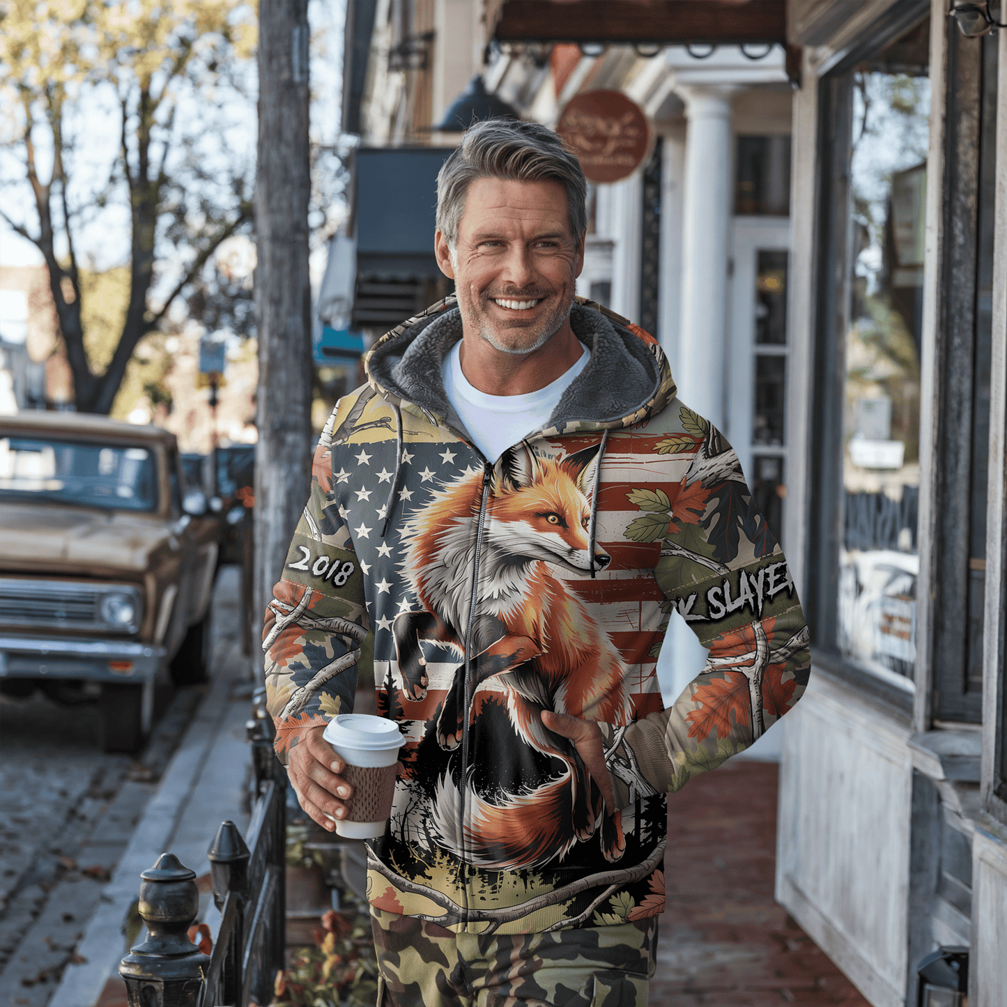 American Fox Hunter Personalized Zip Hoodie