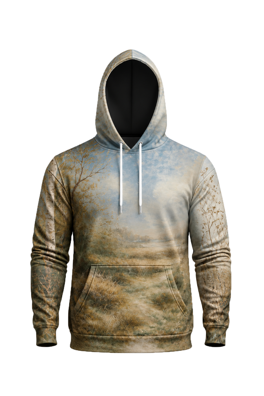 Performance Fleece-Lined Hoodie - Cock and Hen Pheasant at the Edge of a Wood