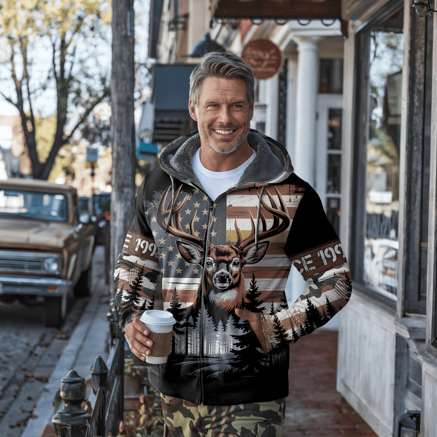 American Whitetail Patriot Personalized Zip Hoodie